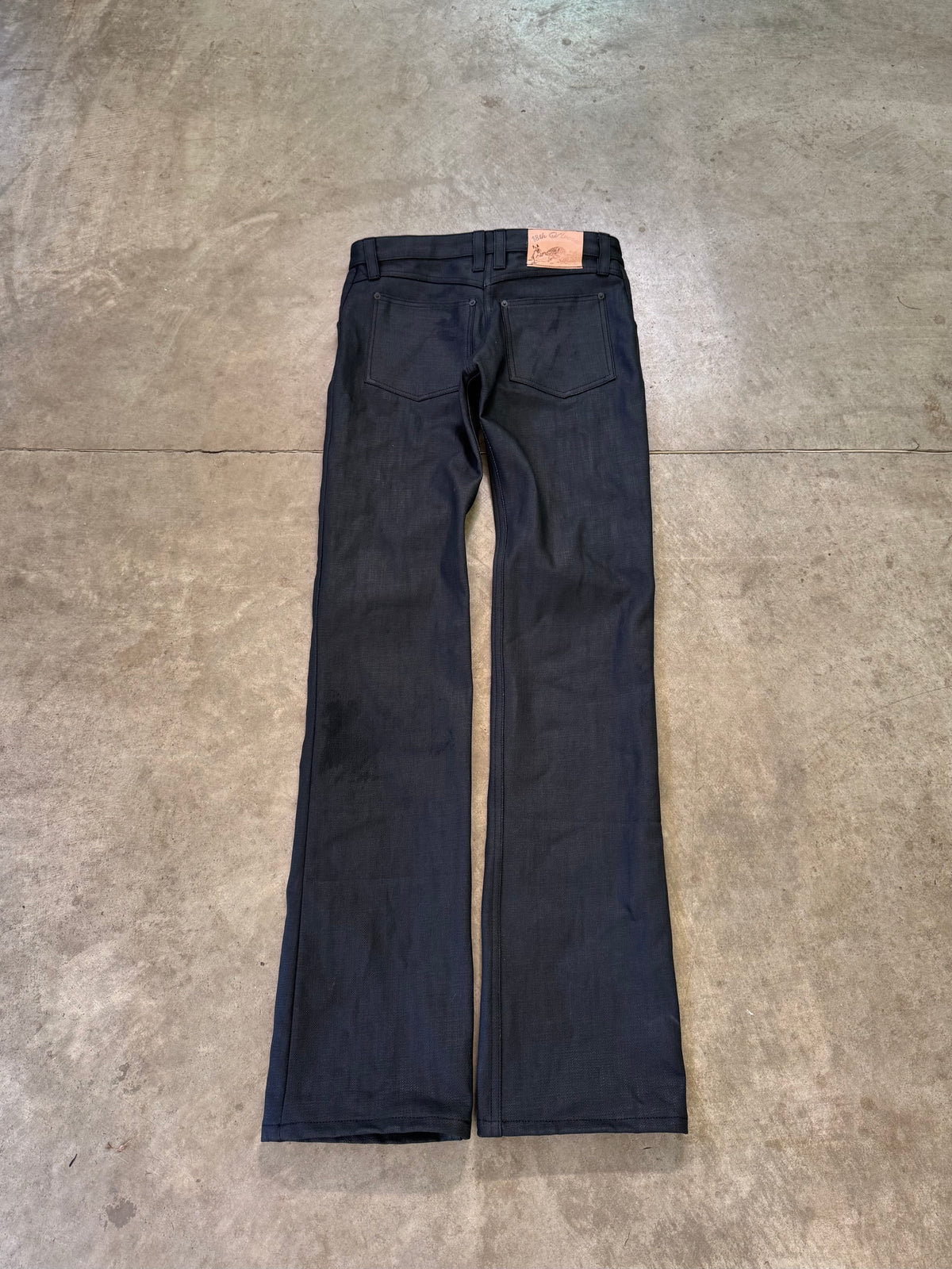 “oil” crosshatch skinny bootcuts
