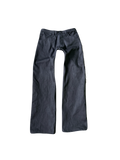 “oil” crosshatch loose denim