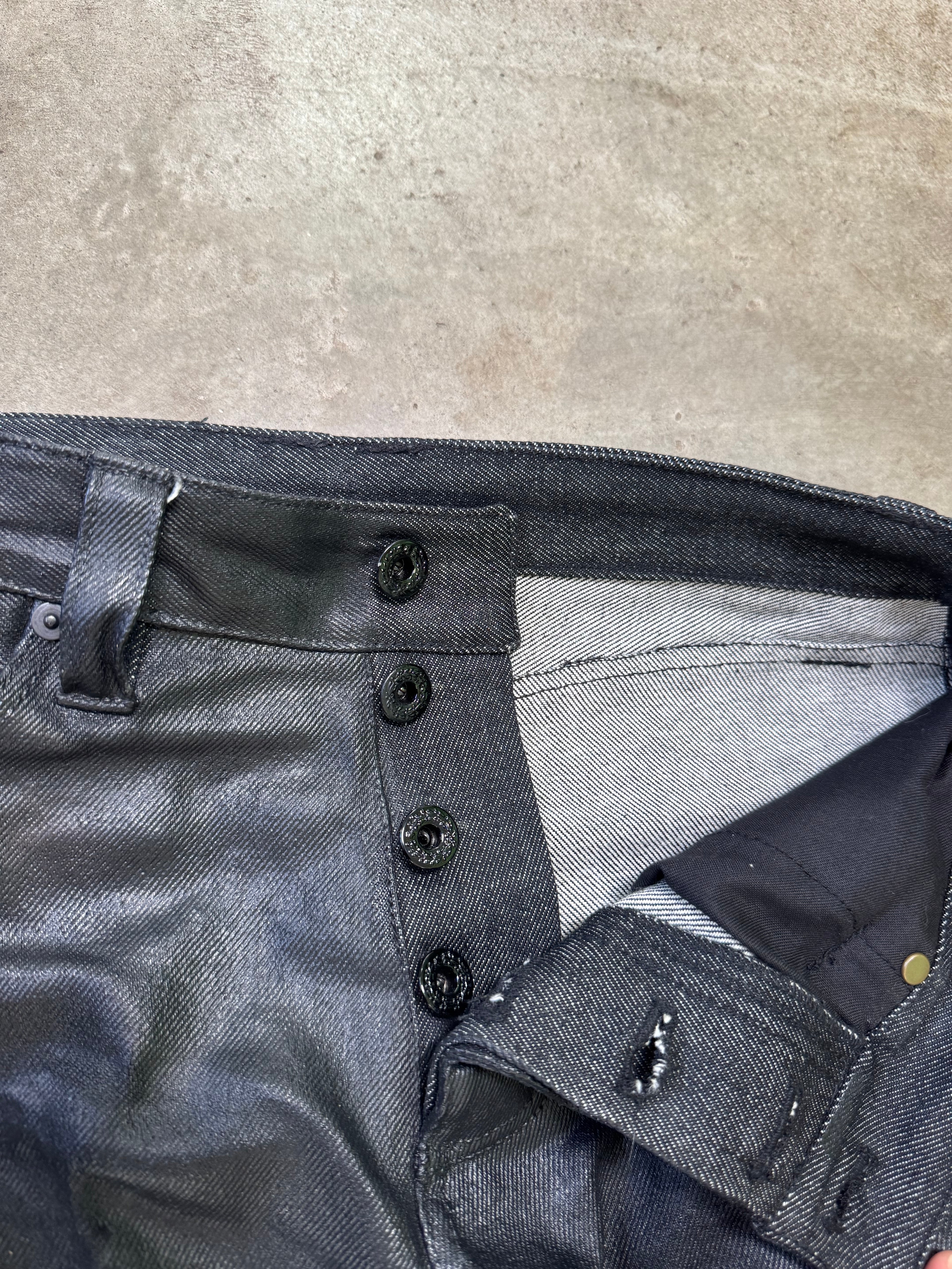 "waxed" skinnies