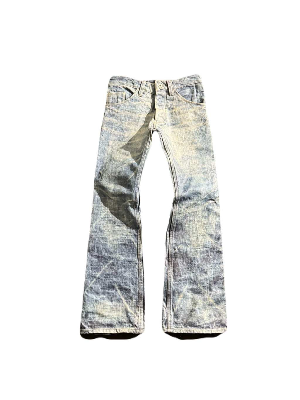 “coated” washed bootcuts