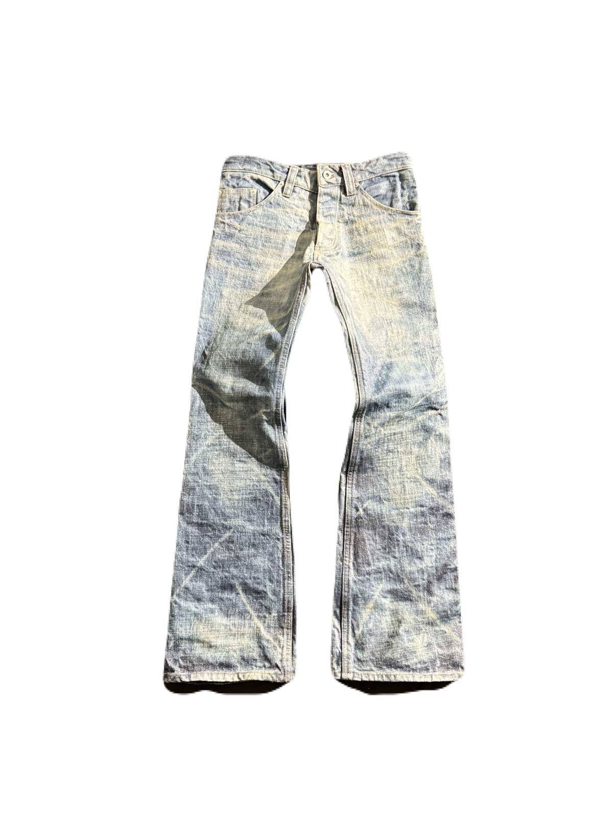“coated” washed bootcuts