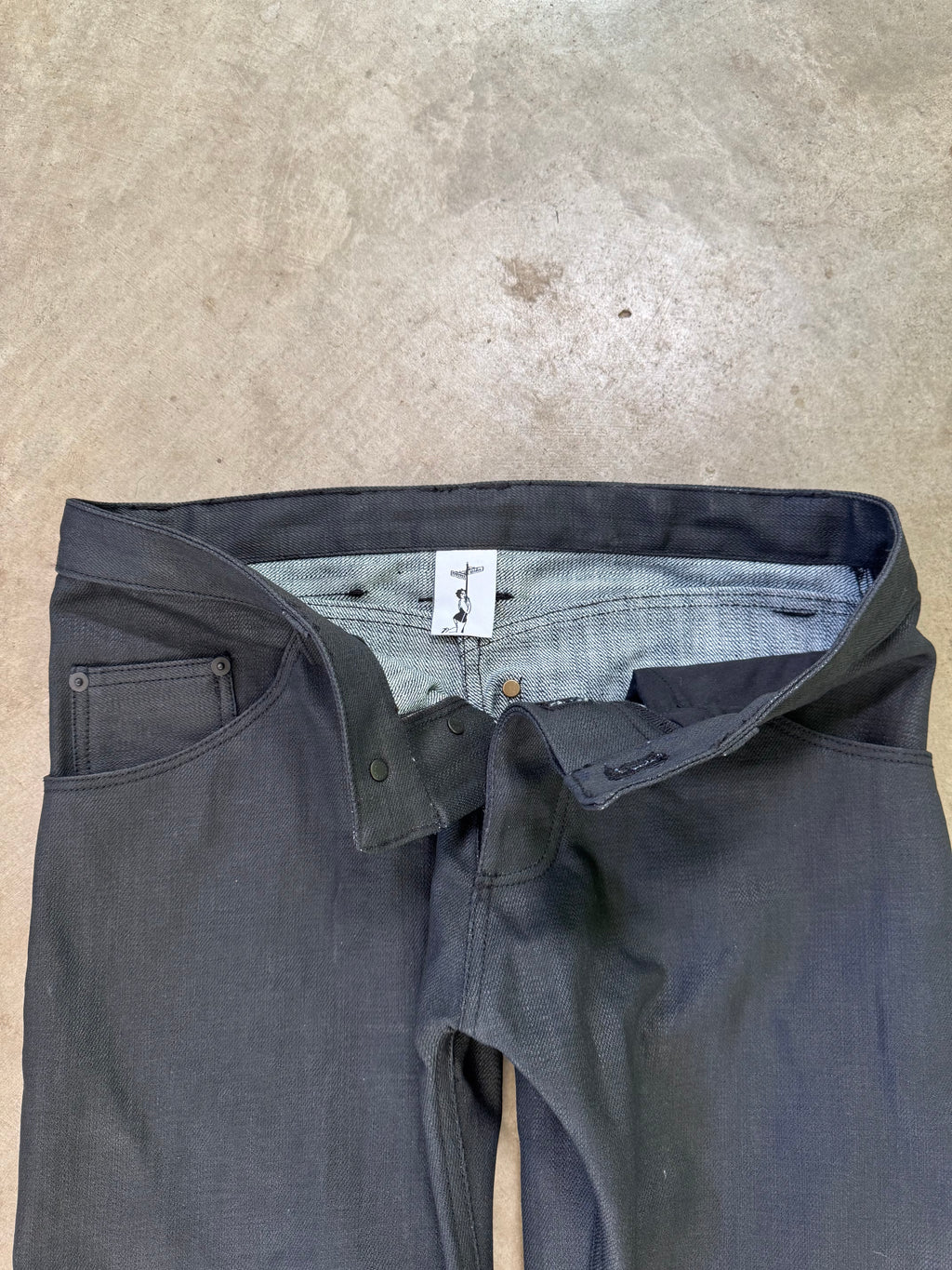 “oil” crosshatch skinny bootcuts