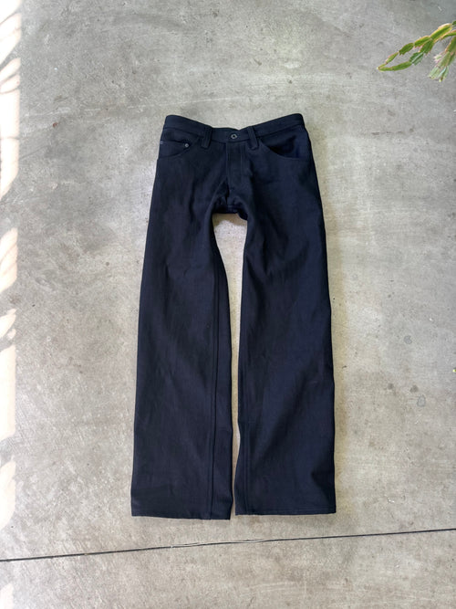 “noir” crosshatch loose denim