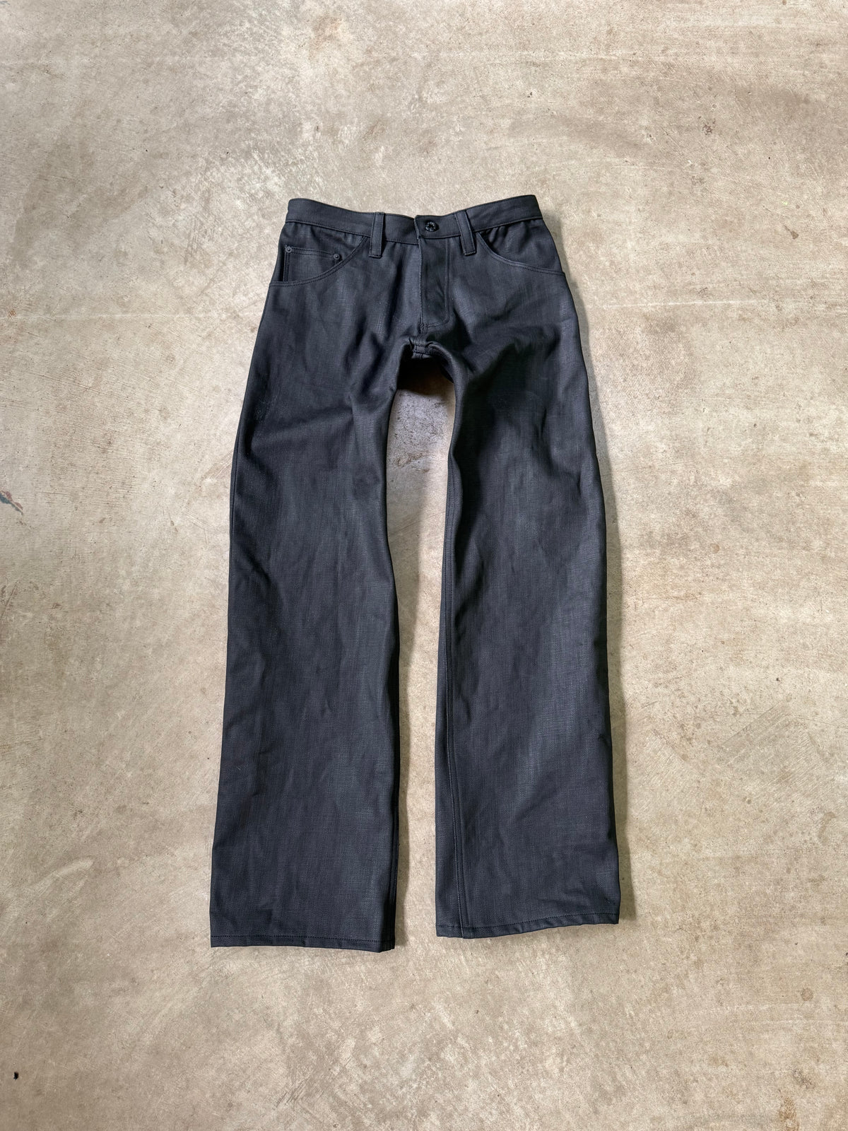 “oil” crosshatch loose denim