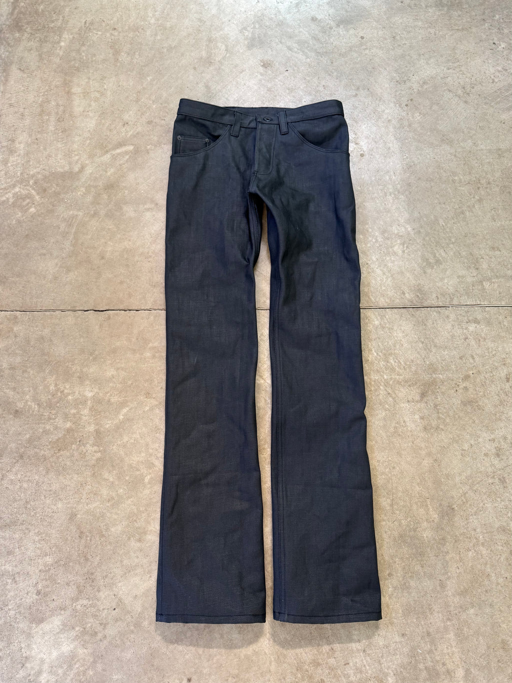 “oil” crosshatch skinny bootcuts