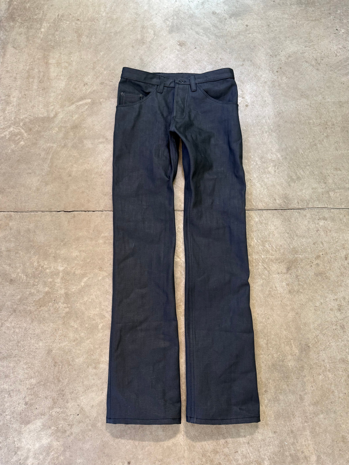 “oil” crosshatch skinny bootcuts