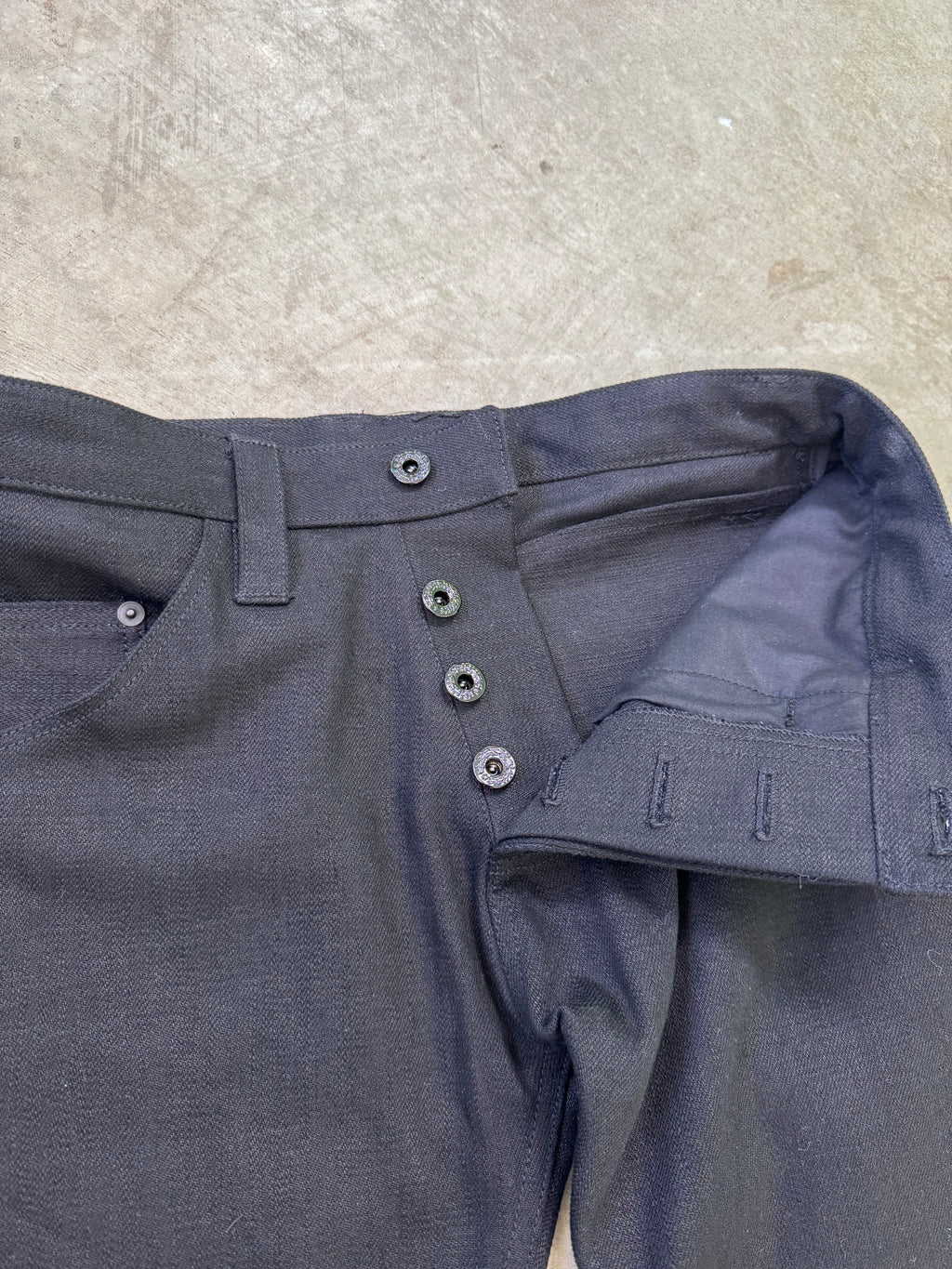“noir” crosshatch skinny bootcuts