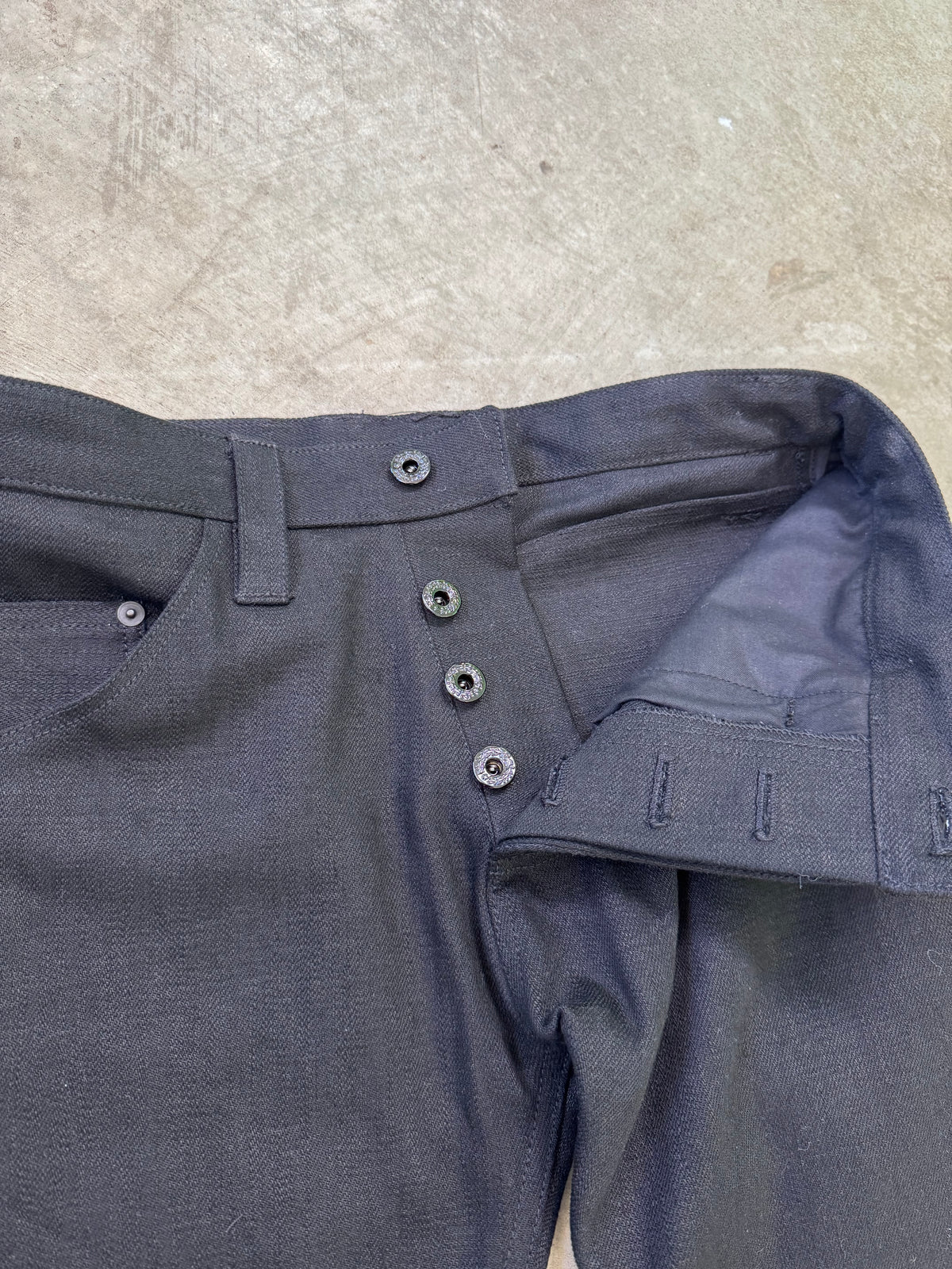 “noir” crosshatch skinny bootcuts