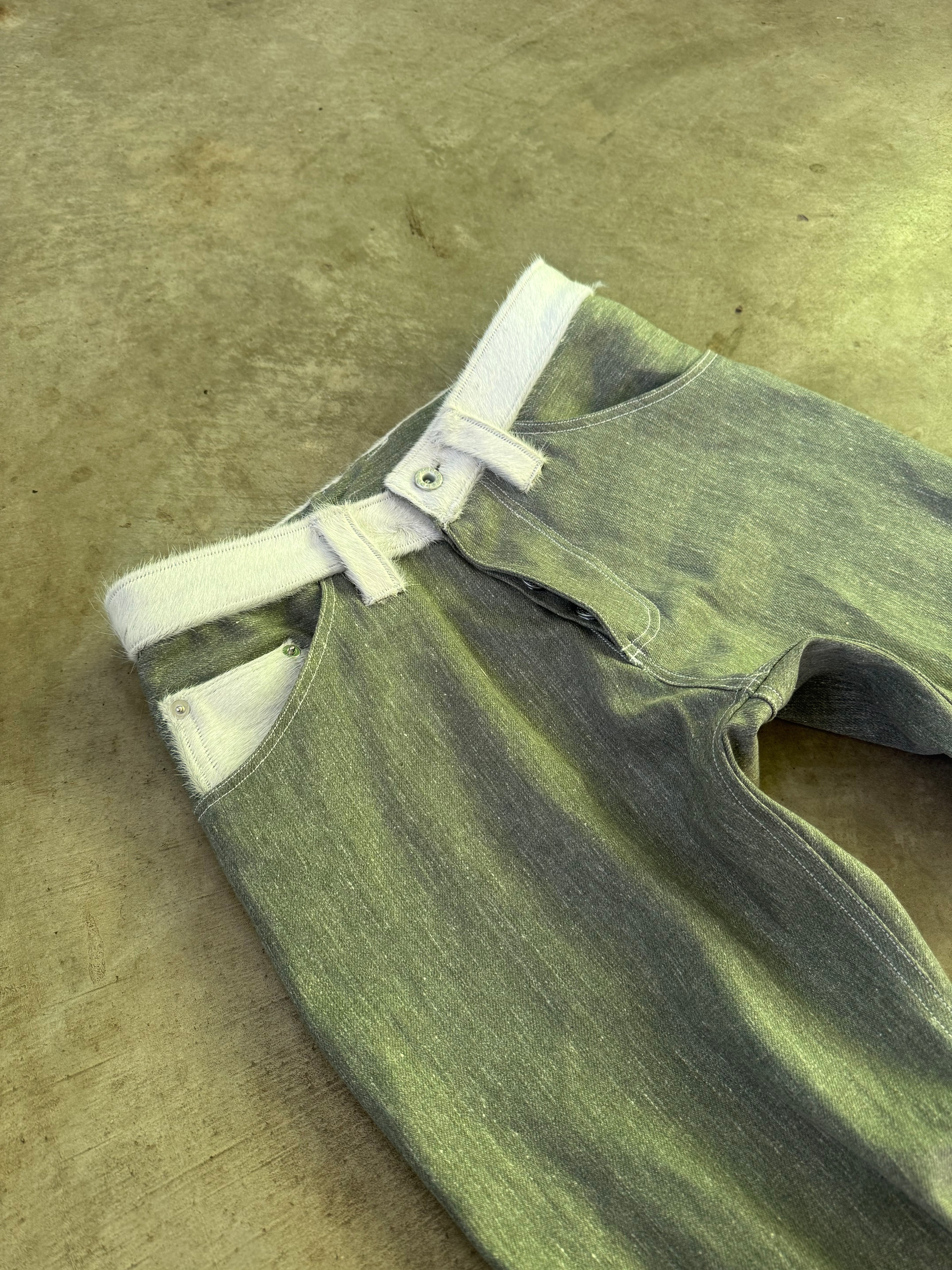 “fuzz” boot-cut denim