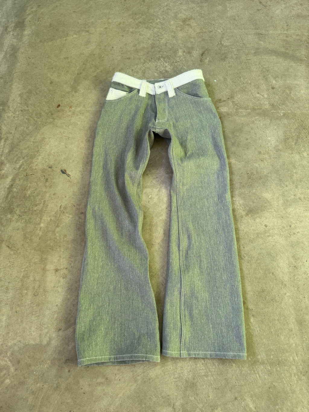 “fuzz” boot-cut denim