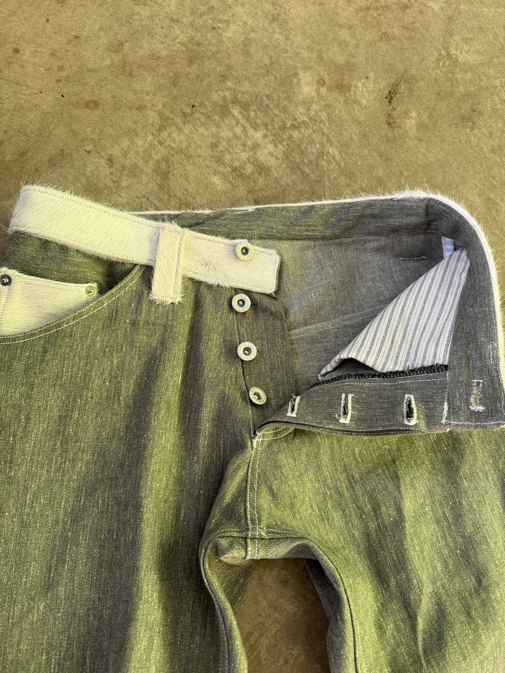 “fuzz” boot-cut denim