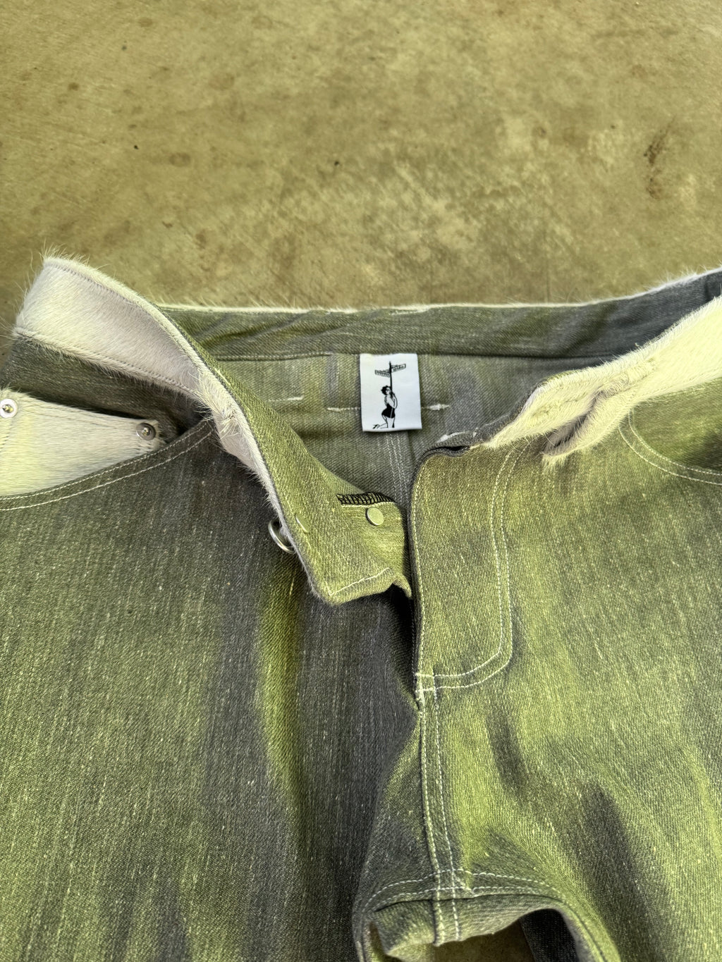 “fuzz” boot-cut denim