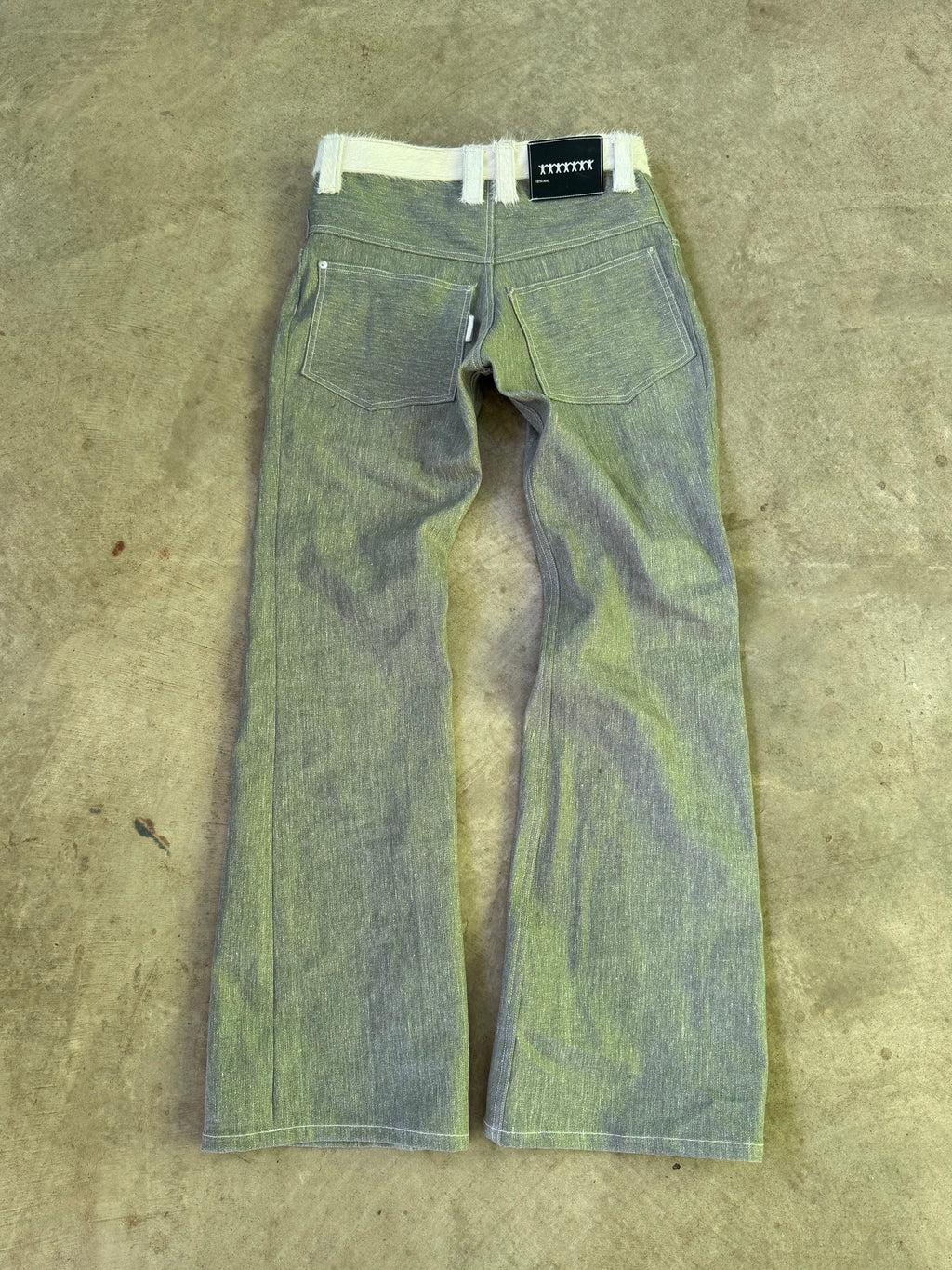 “fuzz” boot-cut denim