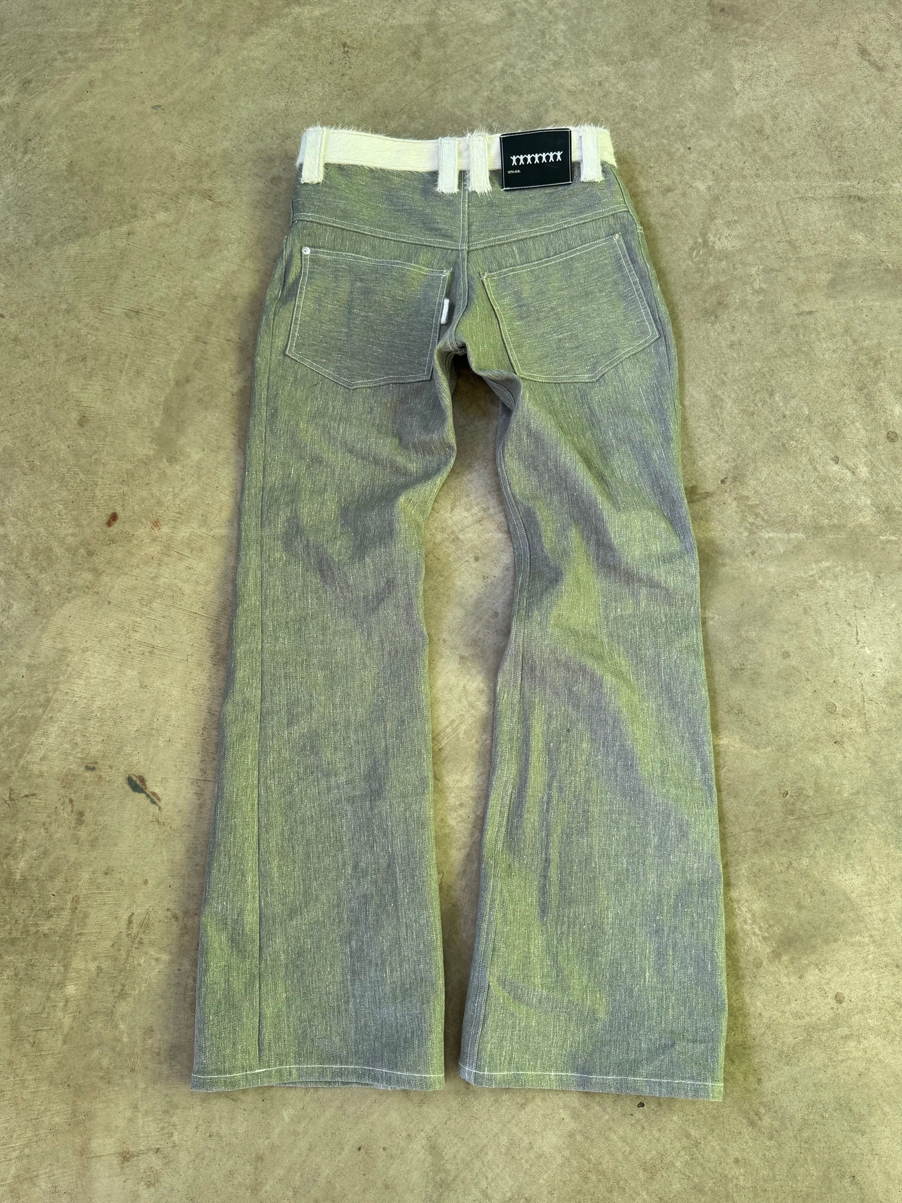 “fuzz” boot-cut denim