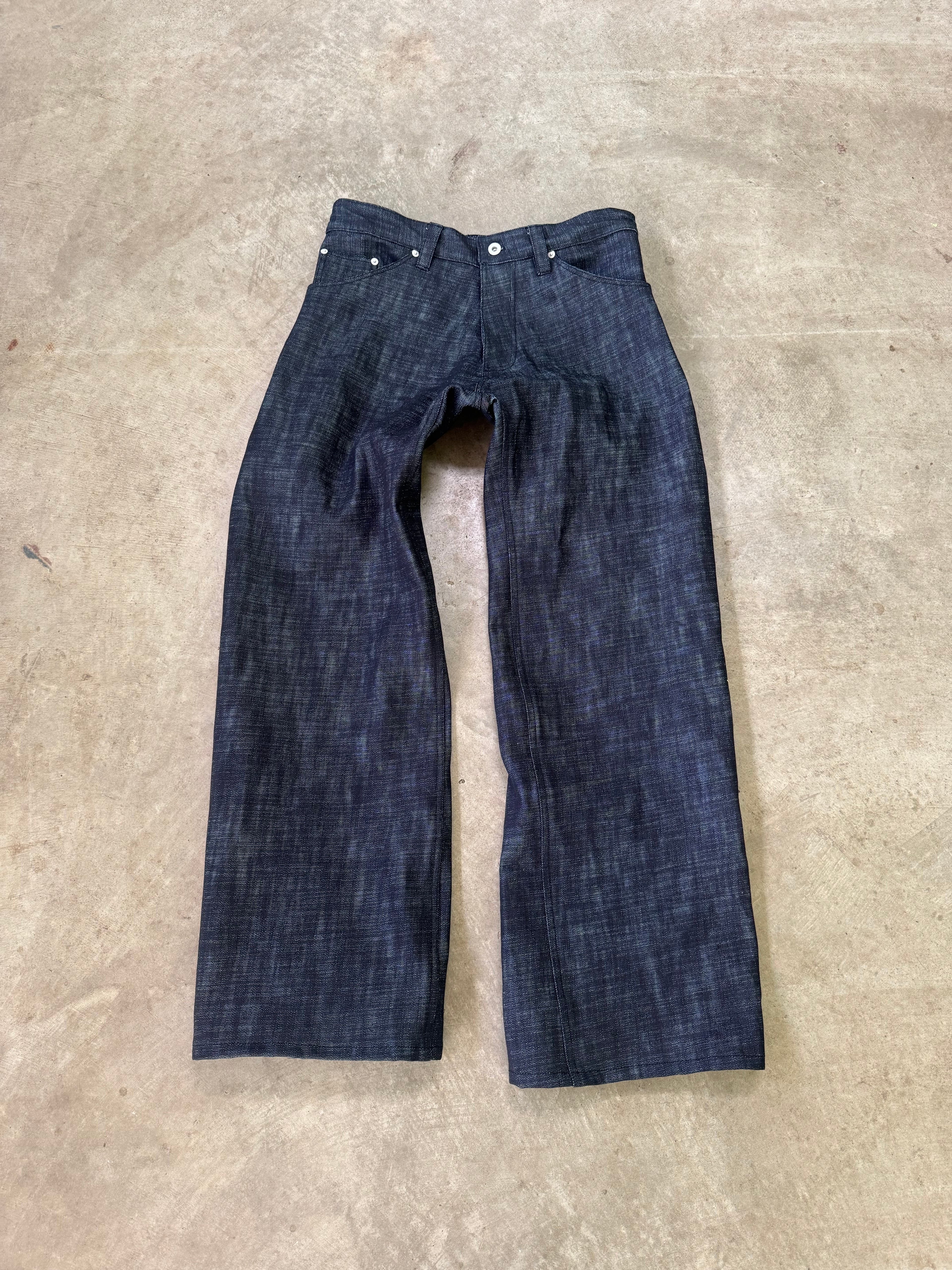 crosshatch wide leg denim