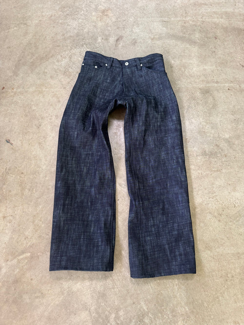 crosshatch wide leg denim