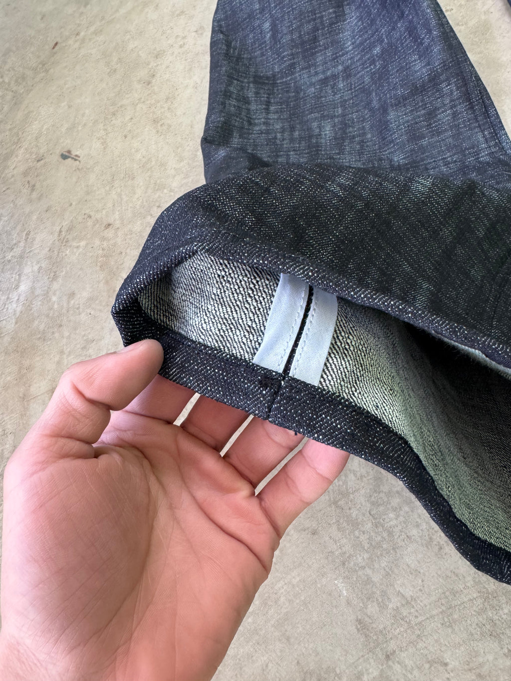 crosshatch wide leg denim