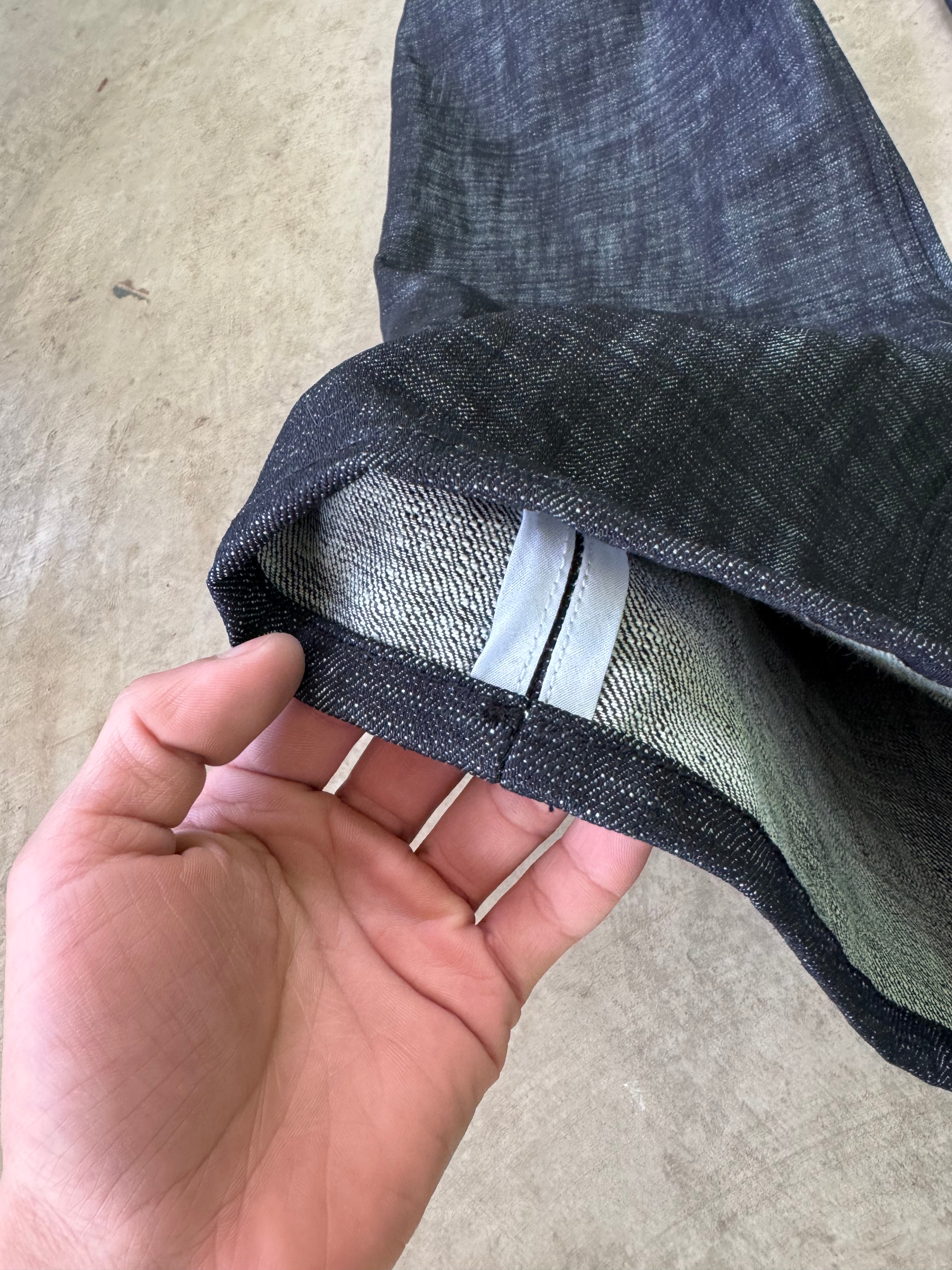 crosshatch wide leg denim