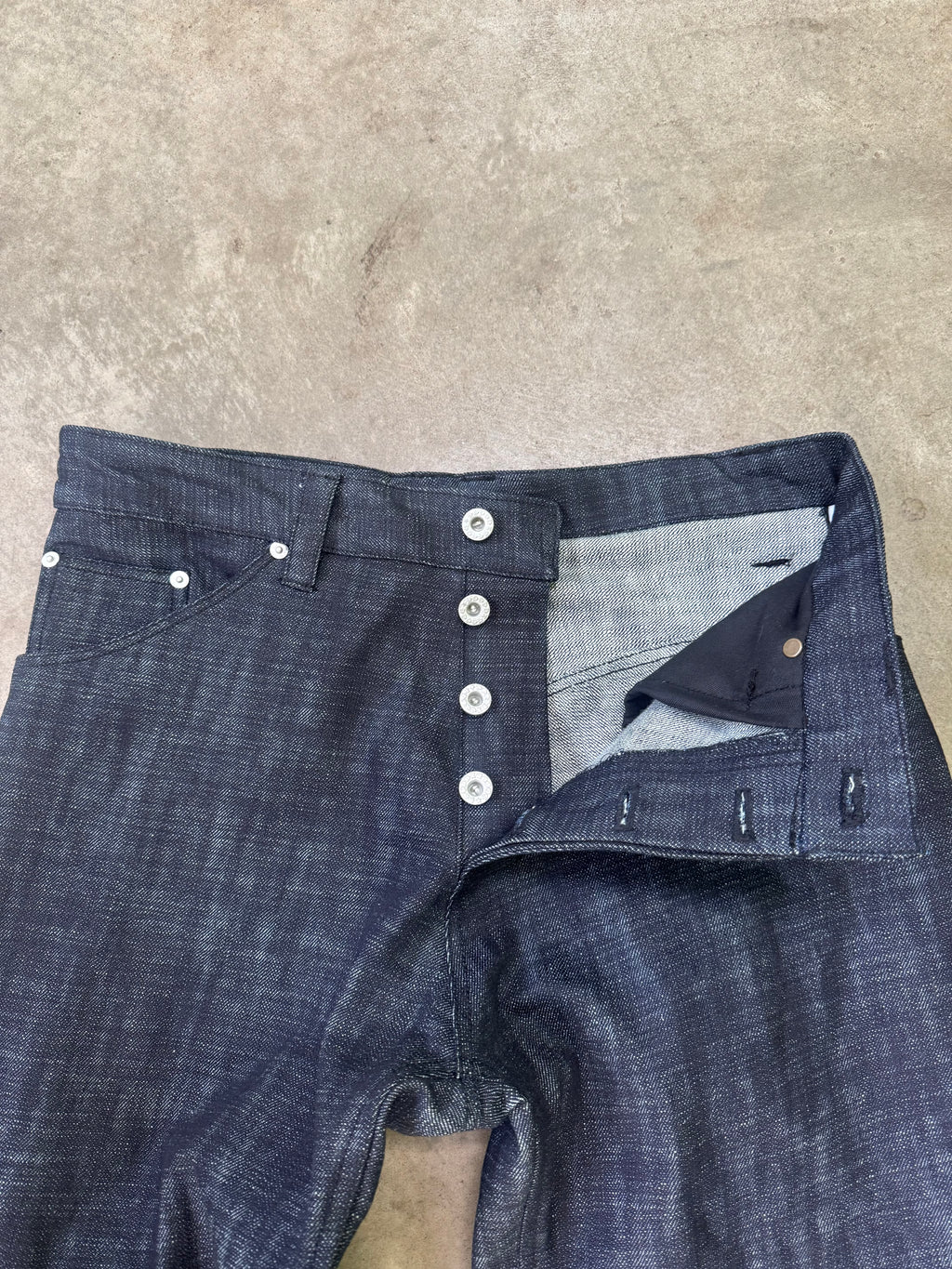 crosshatch wide leg denim