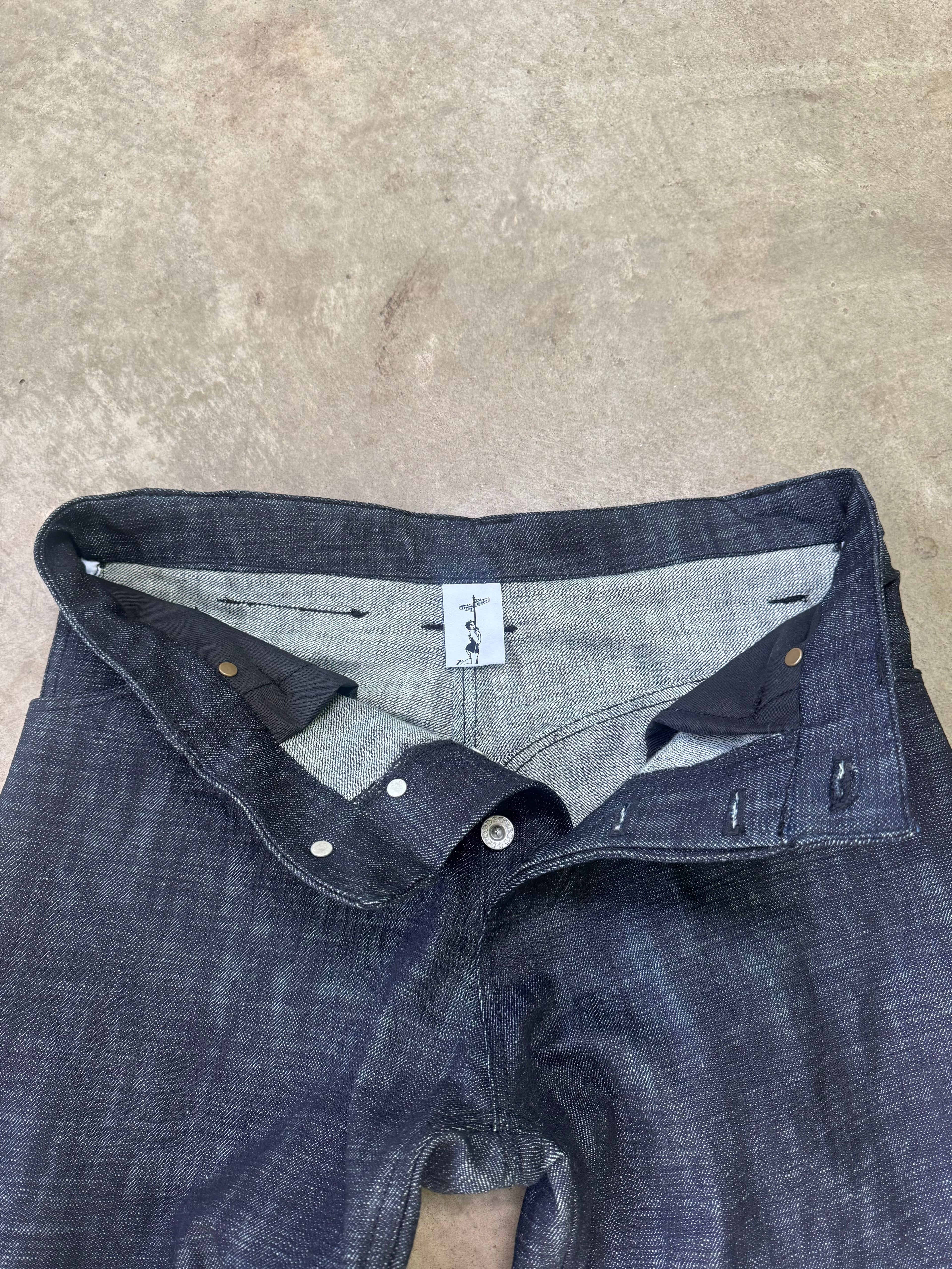 crosshatch wide leg denim