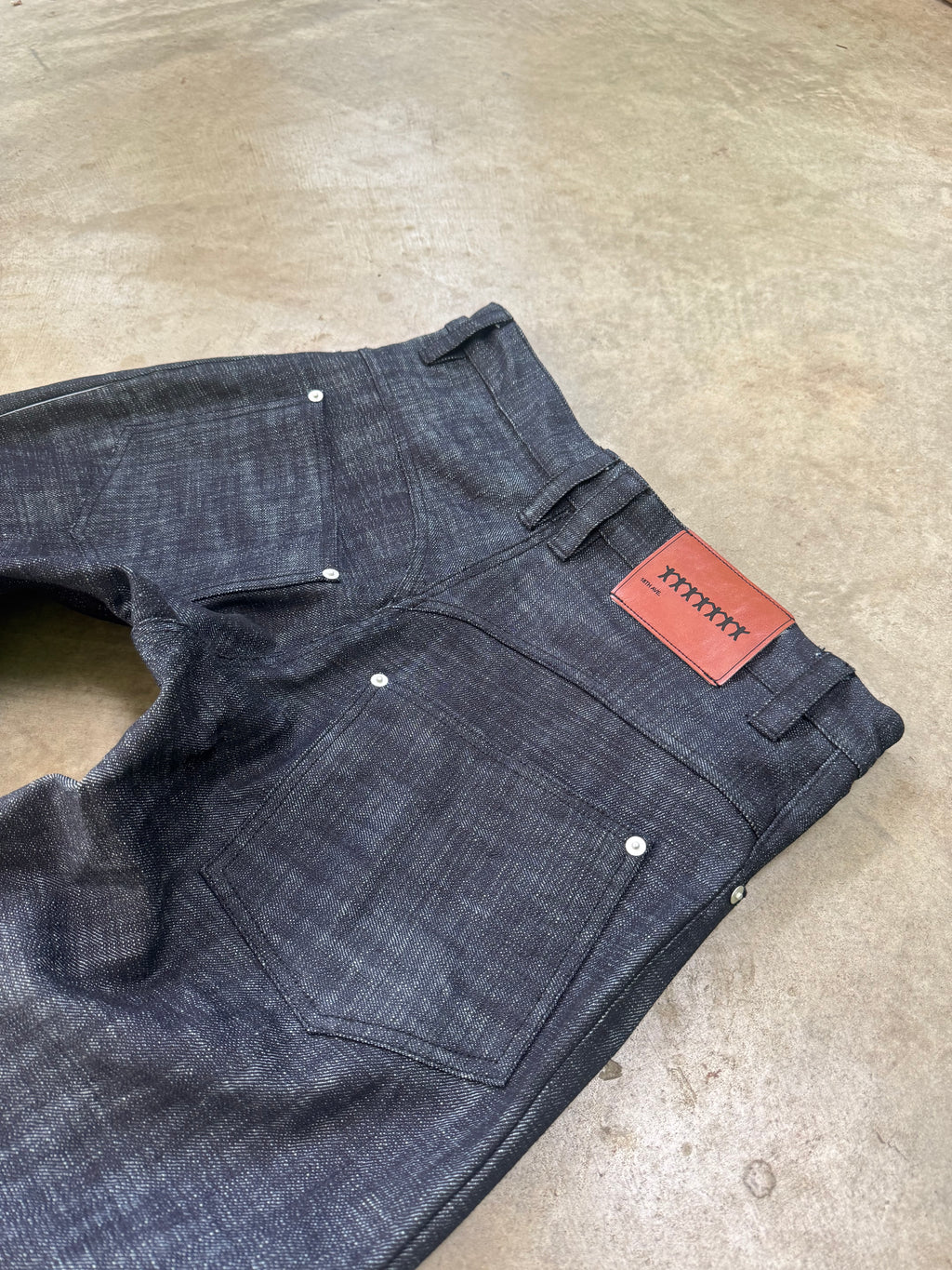 crosshatch wide leg denim