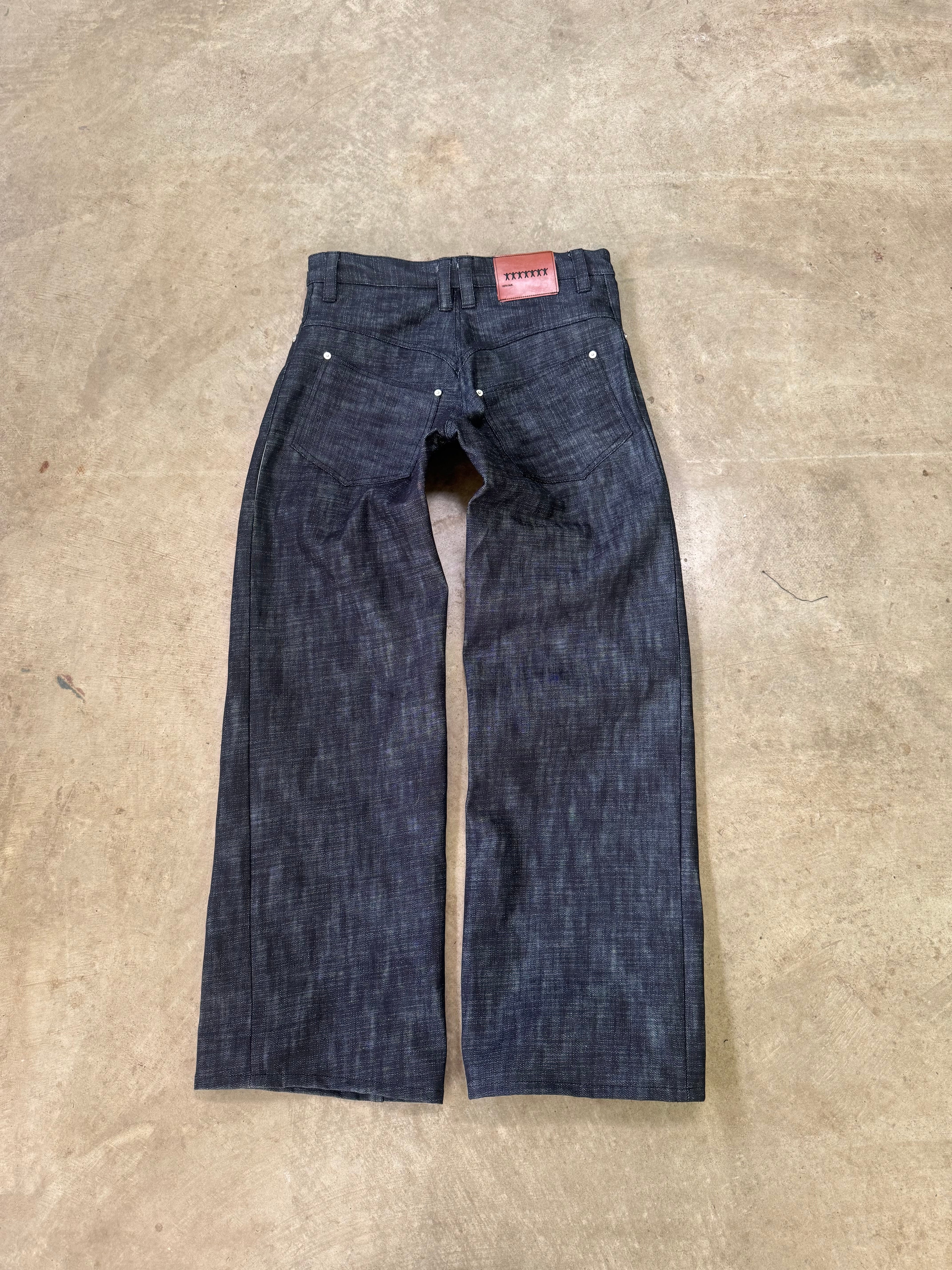 crosshatch wide leg denim